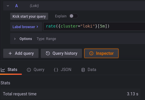 Opening the query inspector in Grafana — SHALB — Image